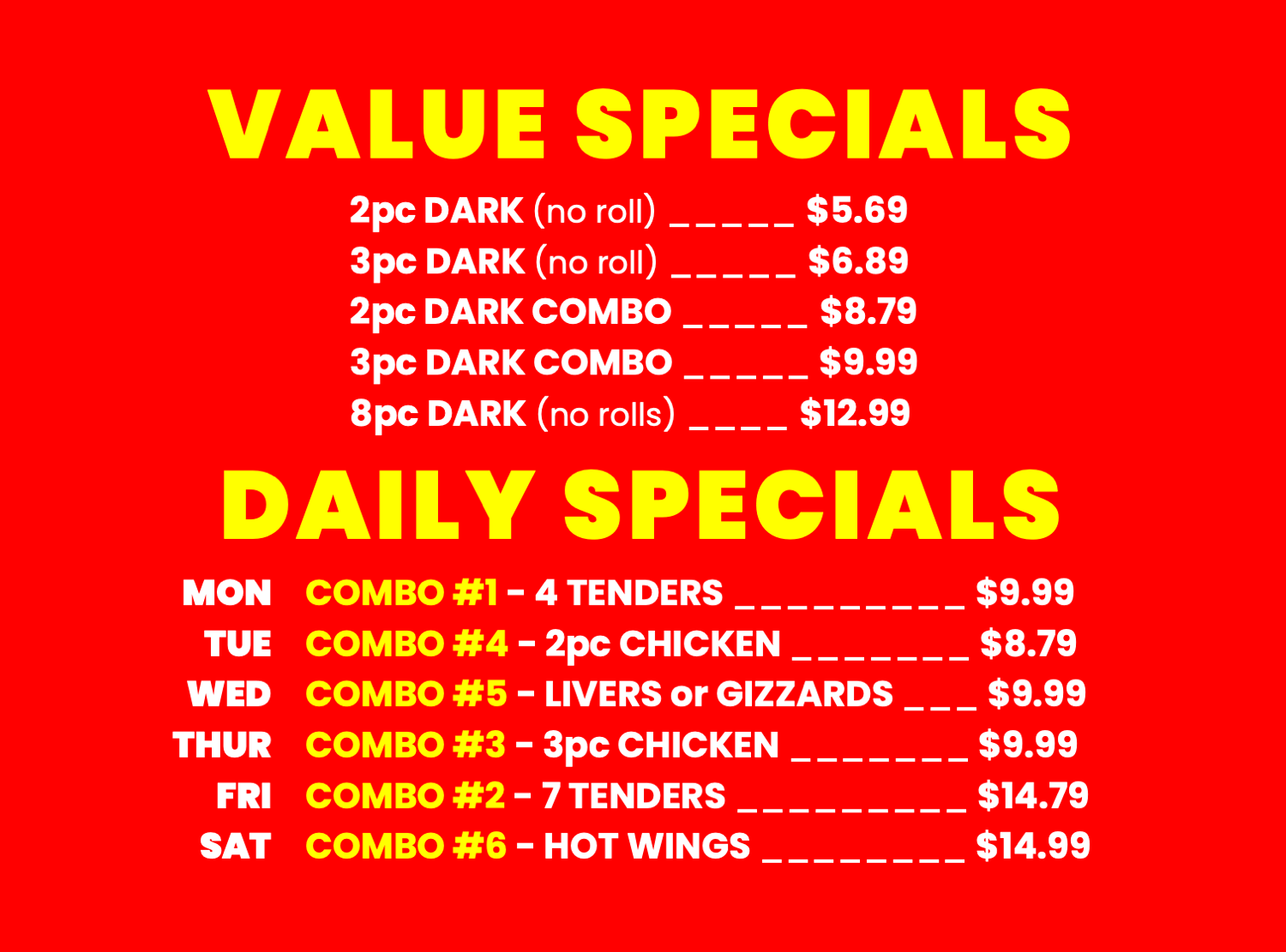 Menu Specials